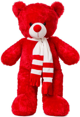

ToynJoy 3 Feet Cute Red Stripe Muffler Teddy Stuffed Toy - 86 cm(Red)