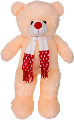 

ToynJoy 3 Feet Ravishing Peach Teddy bear Stuffed Toy With Muffler - 85 cm(Peach)