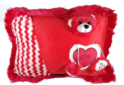 

CREATIVEVILLA CUTE RED STUFFED ANIMAL FACE SOFT TEDDY FUN PILLOW ( ASSORTED DESIGN ) - 35 cm(Multicolor)