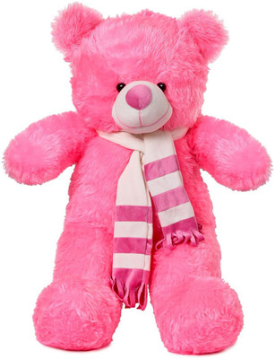 

ToynJoy Adorable & Delightful 3 Feet Pink Teddy Bear Stuffed Toy with Muffler - 90 cm(Pink)