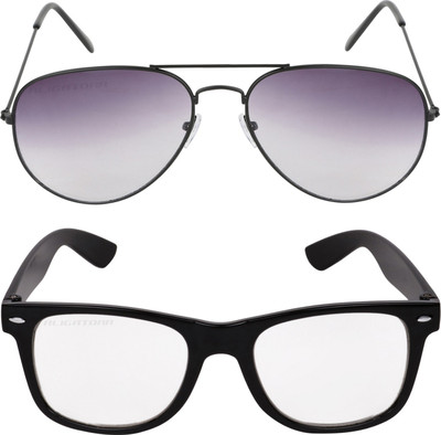 

Aligatorr Wayfarer, Aviator Sunglasses(Grey, Clear