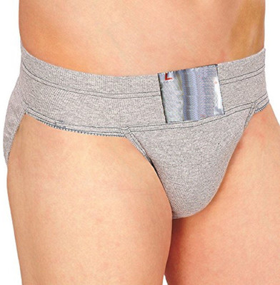 

QUINERGYS ™ Hot Grey - Gym Cotton Supporter with Cup Pocket Athletic Fit Brief Abdomen Support (, Hot Grey