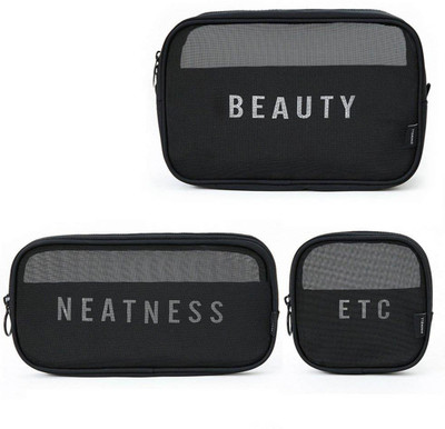 

House of Quirk Set of 3 Travel Travel Toiletry Kit(Black)