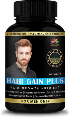 

woxa life Hair Gain Plus- An Ultimate Hair fall Control & Hair Growth Supplement for Denser and Fuller Hair for Men pack of 1(60 No)