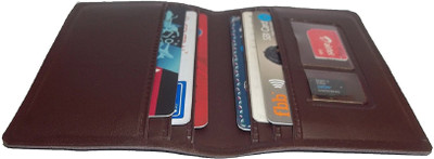 

FERRET Men Casual Brown Artificial Leather, Genuine Leather Card Holder(6 Card Slots)