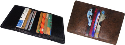 

FERRET Men Casual Brown, Black Artificial Leather, Genuine Leather Card Holder(10 Card Slots), Black;brown