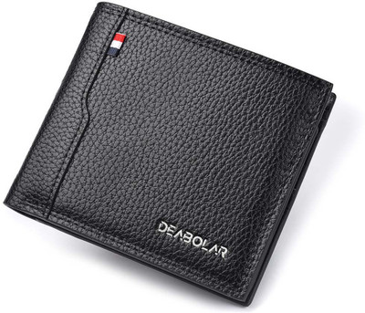 

DEABOLAR Men Casual Black Genuine Leather Wallet(10 Card Slots)