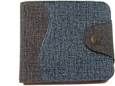 

FERRET Men Casual Grey, Blue Artificial Leather, Genuine Leather Wallet(5 Card Slots), Black;gray