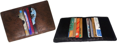 

FERRET Men Casual Black, Brown Artificial Leather, Genuine Leather Card Holder(10 Card Slots)