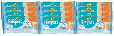 Pampers Baby Wipes 64Pc - Fragrance Free (Pack of 12)(12 Pieces)