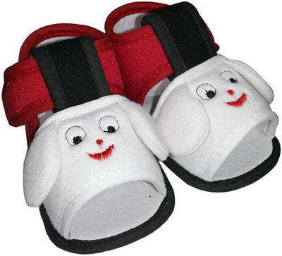 

Instabuyz Unisex Baby Sandals for Boys & Girls,Soft Sandals for Newborn Prewalker Infant First Walkers Booties(Toe to Heel Length - 13 cm white-red)