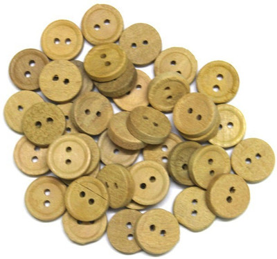 

Nimida Wooden Button Plain Natural Wooden colour Diameter 1.5 cm , 2 Holed for Sewing and art and craft Pack of 50 Wooden Buttons(Pack of 50)