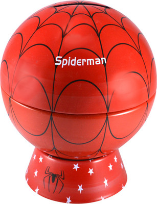 

Saamarth Impex Premium Spiderman PRINT METAL ROUND MONEY BANK / PIGGY BANK / COIN BOX (Small)-Red Coin Bank(Red)