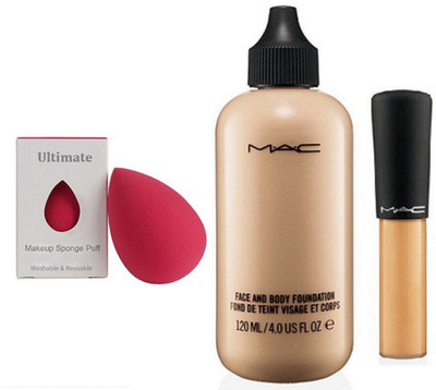 

Ultimate Sponge Puff, Mac Face And Body Foundation & Mineralize Concealer(Set of 3)