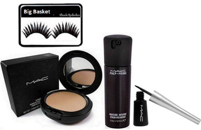 

big basket Eyelashes, Mac Studio fix Powder Plus foundation Fond De Teint,Mac Prep+Primer, Liquid Eyeliner(Set of 4)