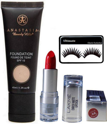 

Ultimate Eyelashes, Anastasia Foundation, Matte Finish Enrich Lipstick(Set of 3)
