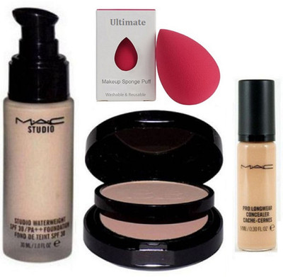 

Ultimate Sponge Puff, Liquid Concealer, Studio Waterweight Foundation & Two Way Compact(Set of 4)