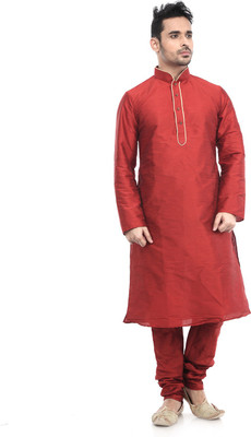 DEYANN Men Solid Straight Kurta(Red)