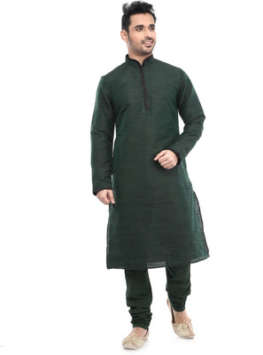 DEYANN Men Solid Straight Kurta(Green)