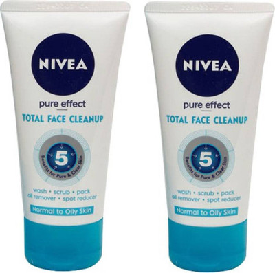 Nivea Total Face Cleanup for Normal to Oily Skin (2 x 50ml) Face Wash(50 g)