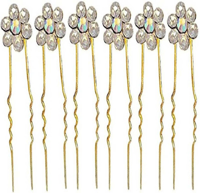 

Garg Traders Bridal Hair Accessories/Fancy Juda Pins For Bun Decoration/Juda pins for hair for Women and Girls(Set Of 6) Hair Pin(White)