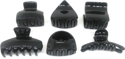 

Khubsurat Black Hair Clutcher / Hair Claw Clip for Girls & Women, Set of 6 Pieces of 6 Designs, Medium Size, Premium Quality Hair Claw, Hair Clip(Black)