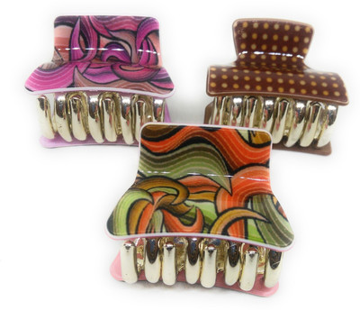 

Khubsurat Hair Clutcher / Hair Claw Clip for Girls & Women, Chunry Print, Set of 3 Pieces of 3 Colors, Small Size, Premium Quality Hair Claw, Hair Clip(Multicolor)