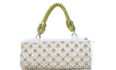 

Rita's Hand-held Bag(White, Gold), Gold;white