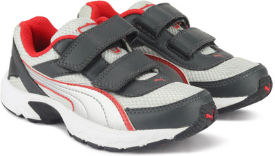 

Puma Boys & Girls Velcro Running Shoes(Multicolor, Silver-dark shadow-grenadine