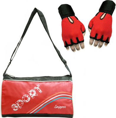 

Snipper Combo of Sport Bag Red And Red Gloves Gym & Fitness Kit