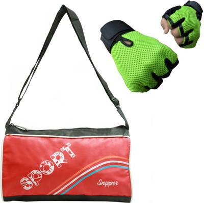 

Snipper Combo of Sport Bag Red And Green Gloves Gym & Fitness Kit