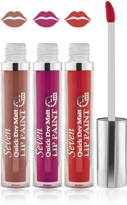 

Seven cosmetics makeup 24 h lip paint quick dry matte liquid lipstick set of 3(l brown orange purple, 24 ml)
