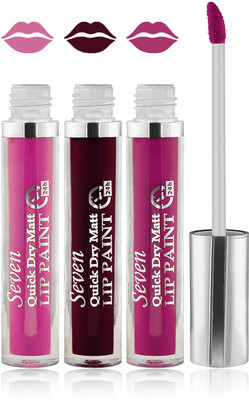 

Seven cosmetics makeup 24 h lip paint quick dry matte liquid lipstick set of 3(hot chocolate purple pink, 24 ml)