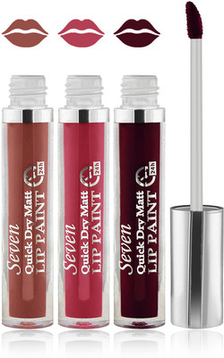 

Seven cosmetics makeup 24 h lip paint quick dry matte liquid lipstick set of 3(carrat hot chocolate b brown, 24 ml)