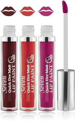 

Seven cosmetics makeup 24 h lip paint quick dry matte liquid lipstick set of 3(purple orange d falsa, 24 ml)