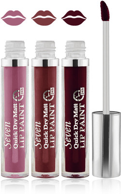 

Seven cosmetics makeup 24 h lip paint quick dry matte liquid lipstick set of 3(hot chocolate l pink falsa, 24 ml)