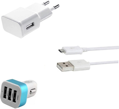 DAKRON Wall Charger Accessory Combo for Micromax Bharat 4(White)