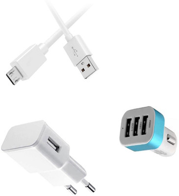 DAKRON Wall Charger Accessory Combo for Oppo F3 Plus(White)