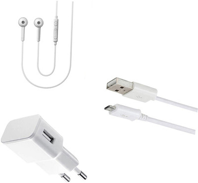 DAKRON Wall Charger Accessory Combo for Spice F302(White)