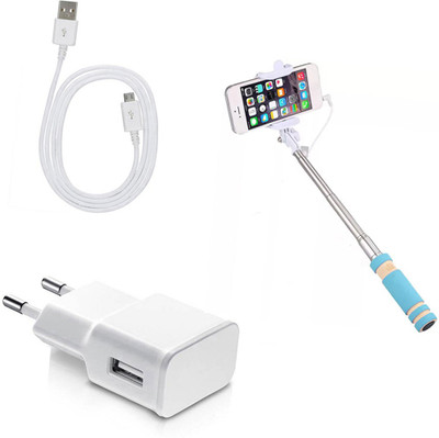 DAKRON Wall Charger Accessory Combo for Intex Aqua 5.5 VR Plus(Multicolor)