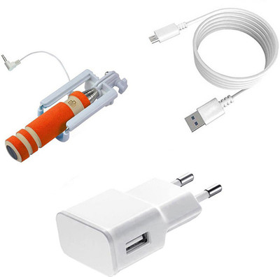 DAKRON Wall Charger Accessory Combo for Jivi Prime P444(White)