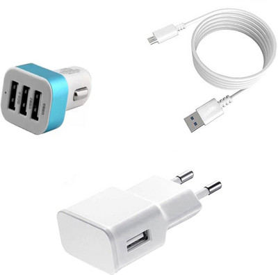 DAKRON Wall Charger Accessory Combo for Micromax Bharat 5(White)