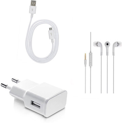 DAKRON Wall Charger Accessory Combo for Intex Aqua 5.5 VR Plus(White)