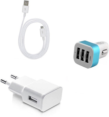 DAKRON Wall Charger Accessory Combo for Intex Aqua 5.5 VR Plus(Multicolor)
