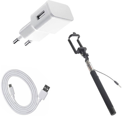 Zebron Wall Charger Accessory Combo for Panasonic Eluga Ray 500(White)