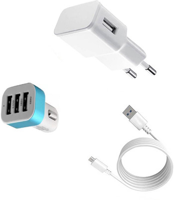 DAKRON Wall Charger Accessory Combo for Intex Aqua Note 5.5(White)