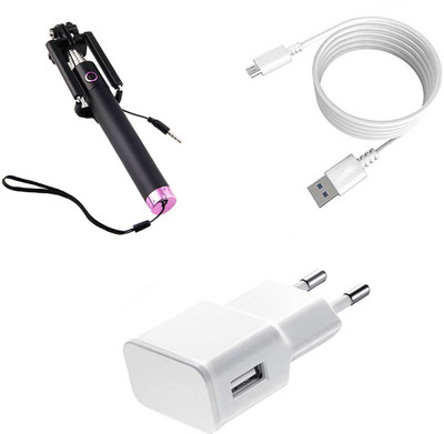 DAKRON Wall Charger Accessory Combo for Karbonn Aura Note 2(White)