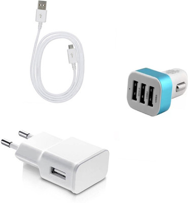 DAKRON Wall Charger Accessory Combo for Karbonn A40 Indian(White)