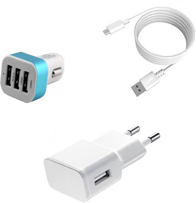 DAKRON Wall Charger Accessory Combo for Karbonn Aura Note Play(White)