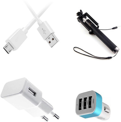 DAKRON Wall Charger Accessory Combo for Micromax Spark 4G(White)